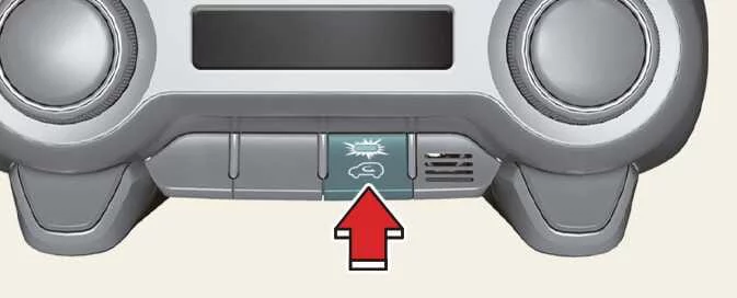 Kia Picanto air intake control button for outside air and recirculation