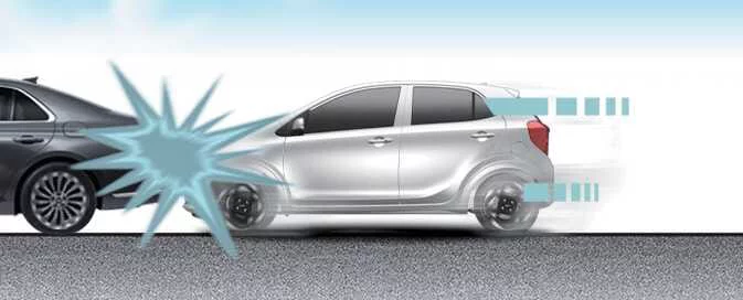 Frontal collision illustrating front air bag inflation conditions in the Kia Picanto