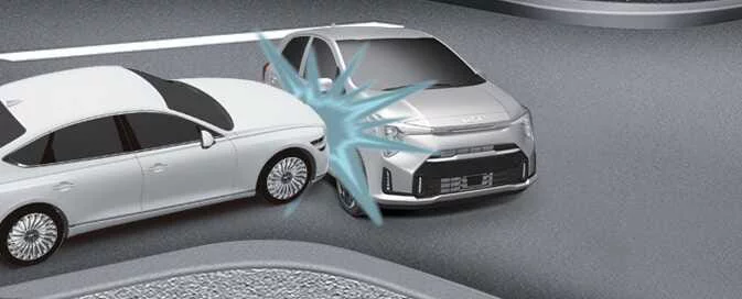 Side-impact collision illustrating side and curtain air bag inflation conditions in the Kia Picanto