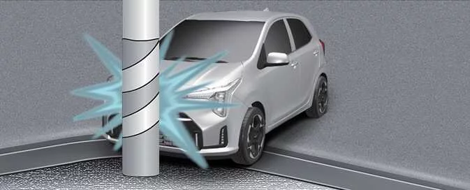 Concentrated collision with a utility pole or tree in which air bags may not inflate