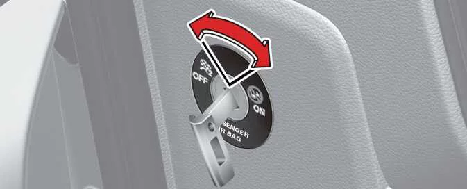 Kia Picanto front passenger air bag ON/OFF switch operation illustration