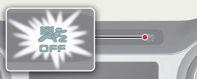 Front passenger air bag ON/OFF switch and status indication illustration