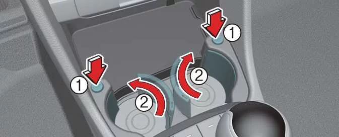 Kia Picanto cup holder release button and movable holder section