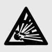 Battery safety symbol warning of explosive hydrogen gas