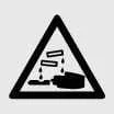 Battery safety symbol showing the need to flush eyes or skin after electrolyte contact