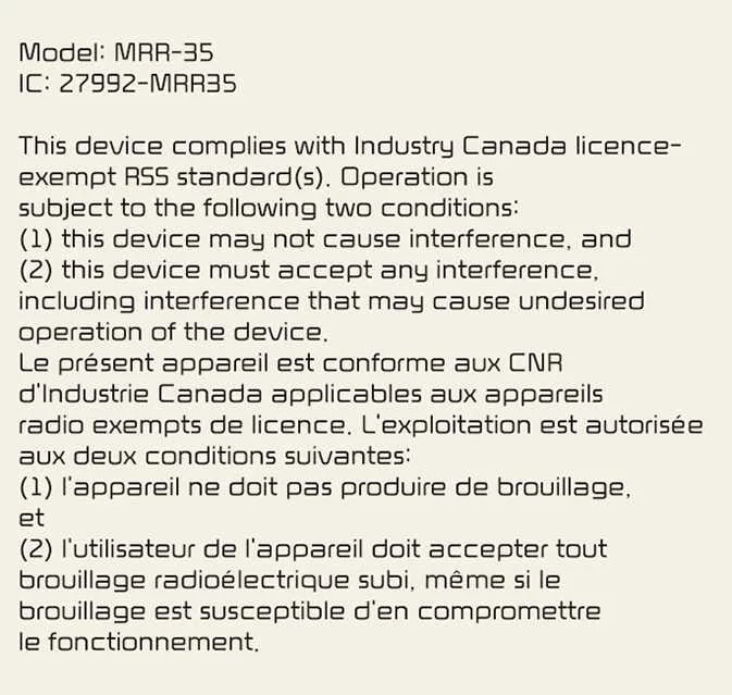 Kia Picanto front radar radio conformity document for Canada