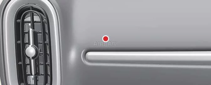 Front passenger air bag location in the instrument panel above the glove box