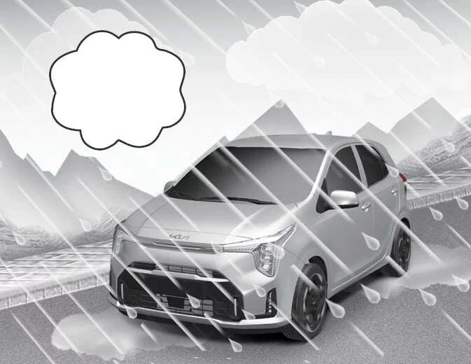Illustration accompanying Kia Picanto precautions for driving in rain