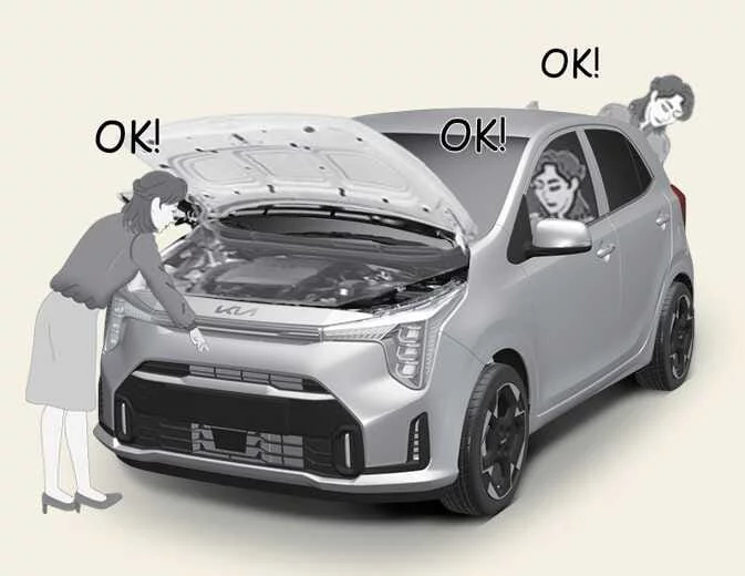 Kia Picanto highway-driving illustration accompanying tyre safety guidance