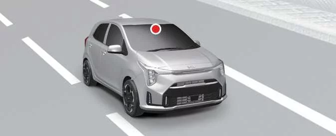 Front view camera used by Intelligent Speed Limit Assist in the Kia Picanto