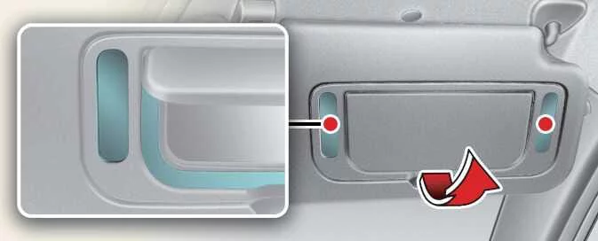 Kia Picanto sunvisor vanity mirror with cover-operated lamp