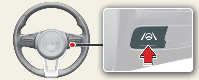 Steering wheel Lane Driving Assist button for controlling Lane Keeping Assist