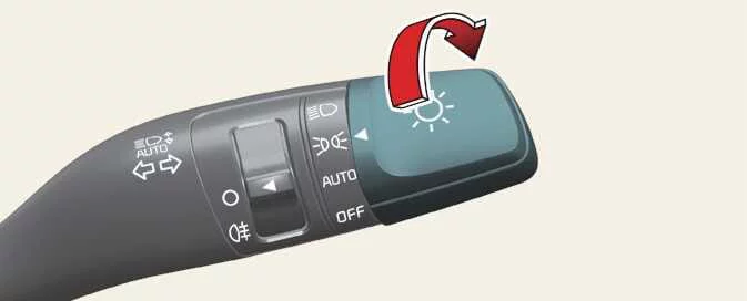 Kia Picanto lighting switch set to the position and tail lamp setting
