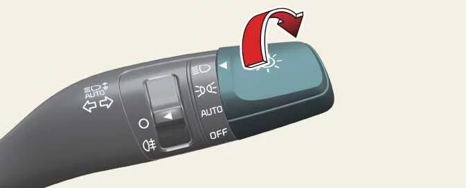 Kia Picanto lighting switch set to the headlight position