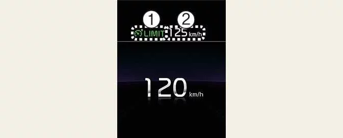 Kia Picanto instrument cluster showing the speed limit indicator and set speed