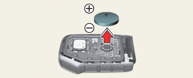 Kia Picanto folding key battery replacement showing the key housing and battery compartment