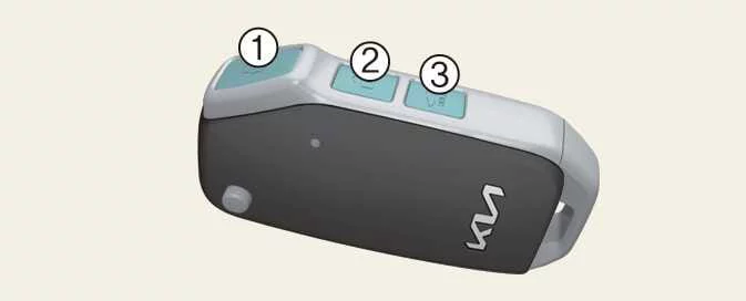 Kia Picanto remote key with numbered door lock, door unlock and tailgate release buttons