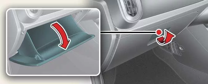 Kia Picanto glove box and opening handle