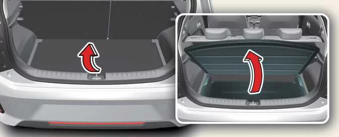 Kia Picanto luggage board handle and storage access