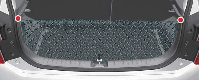 Kia Picanto luggage net attachment holders in the cargo area