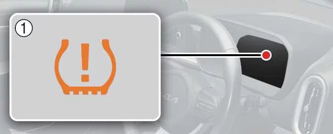 Kia Picanto low tyre pressure warning indicator on the instrument cluster
