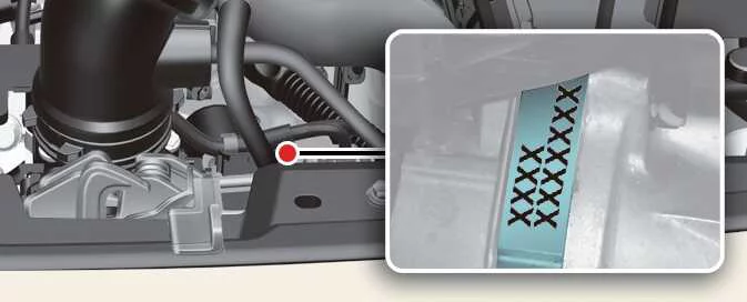 Engine number stamping location on Kia Picanto 1.0 MPI, 1.0 FFV and 1.2 MPI petrol engine blocks