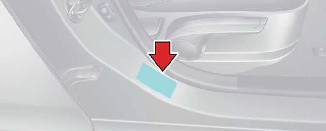 Kia Picanto tyre label showing original tyre sizes and specified inflation pressures