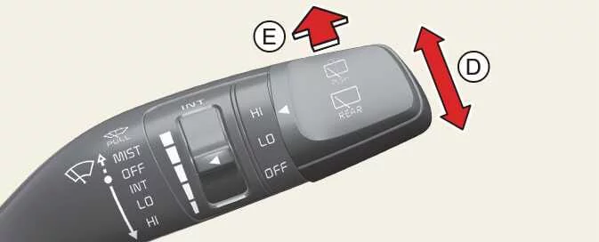 Kia Picanto rear window wiper and washer control on the stalk